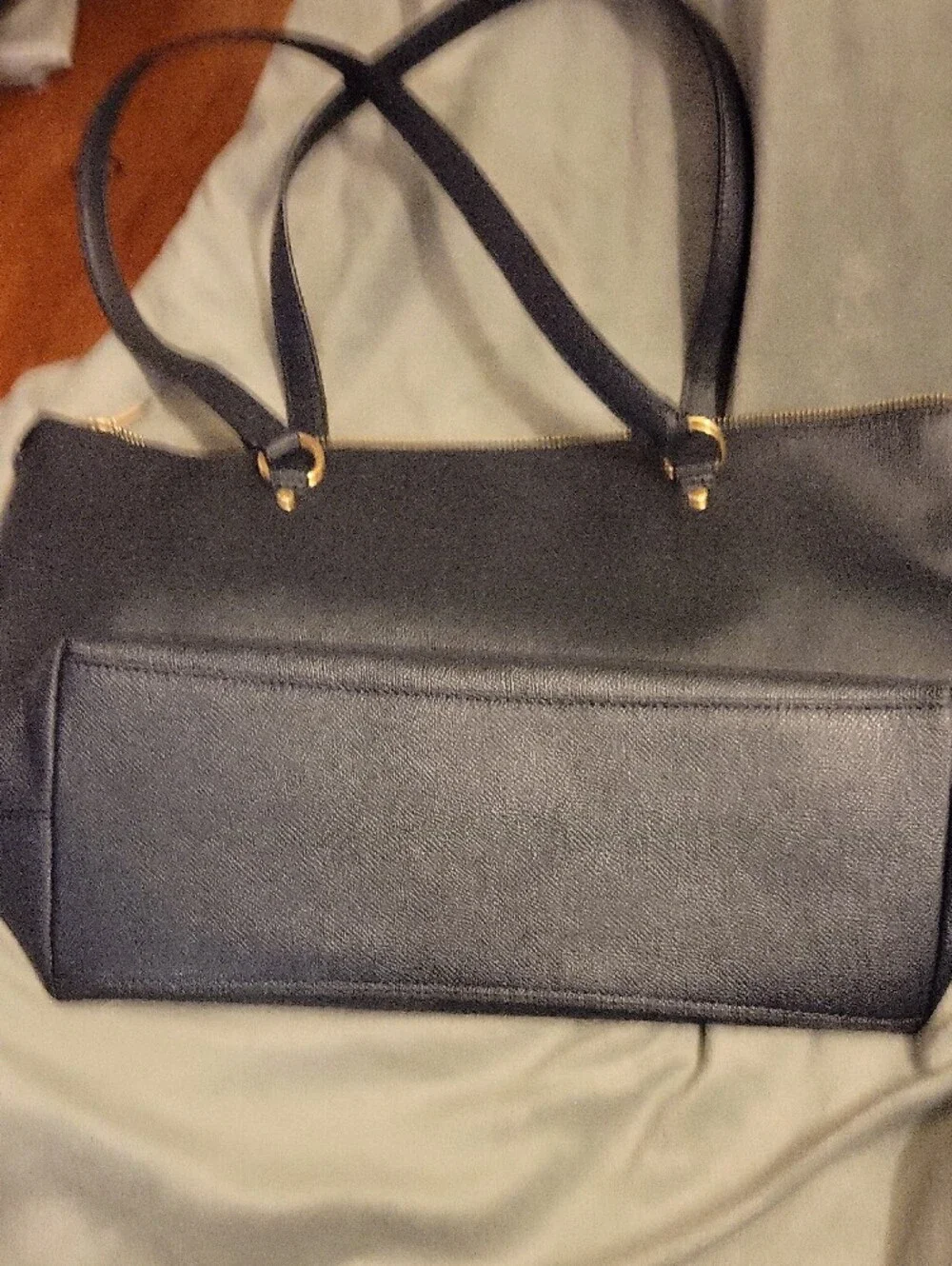 COACH Black Leather Tote Bag with Gold Hardware